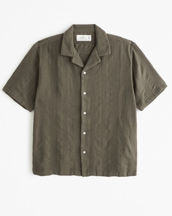 Men's Camp Collar Linen-Blend Textured Shirt _ Men's Clearance _ Abercrombie_com